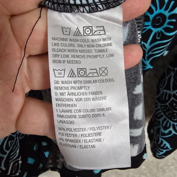 Susan Graver Top Womens 4X Blue Black Floral 3/4 Sleeve Liquid Knit Stretch - Picture 5 of 10